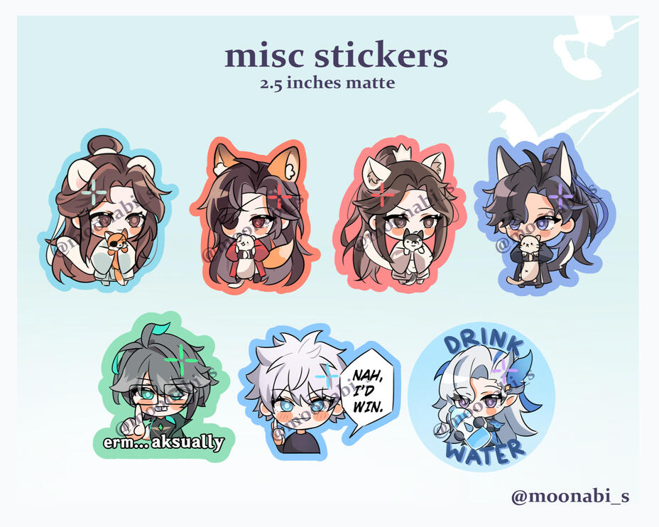 Hualian, Ranwan, Genshin, JJK stickers